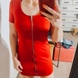 Forever 21 Red Zip Up Dress